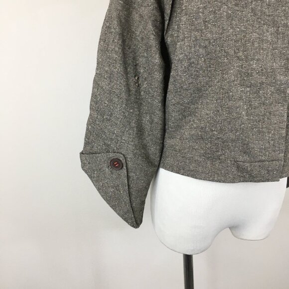 ROBERT RODRIGUEZ Brown White Specks Wool Silk Blend Rosette Applique Jacket - Picture 10 of 14